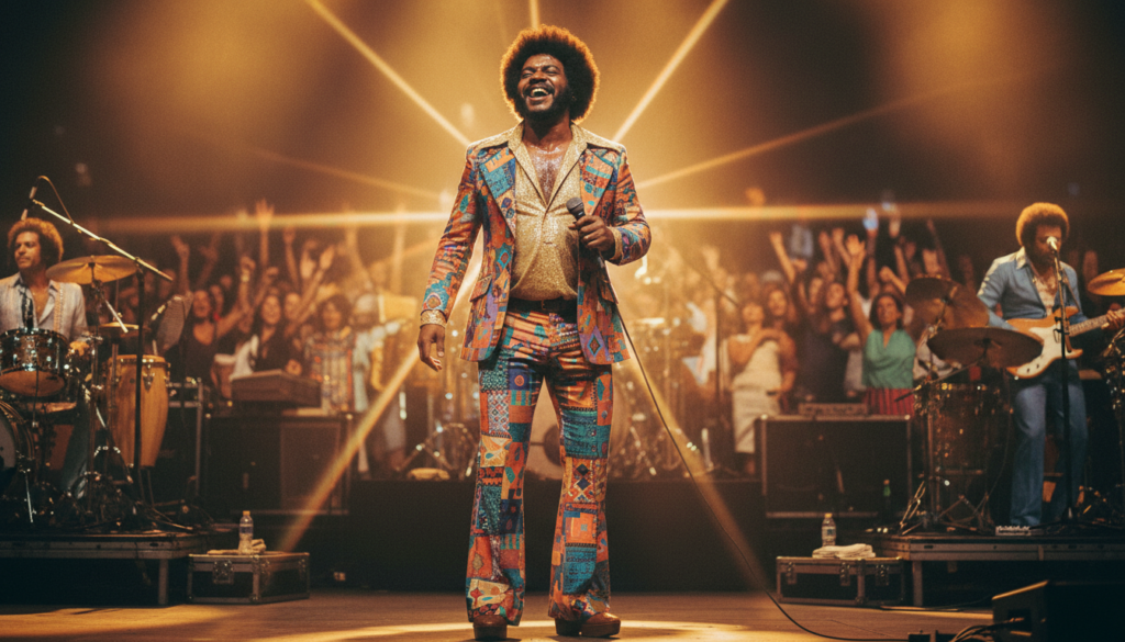 Tim Maia cantando ao vivo, ícone da soul music brasileira